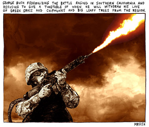 Bush with a flamethrower