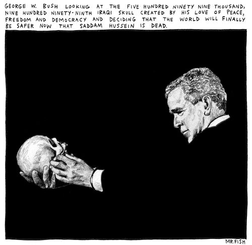 Bush holding skull