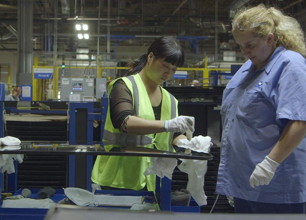Factory workers in Netflix's documentary "American Factory"