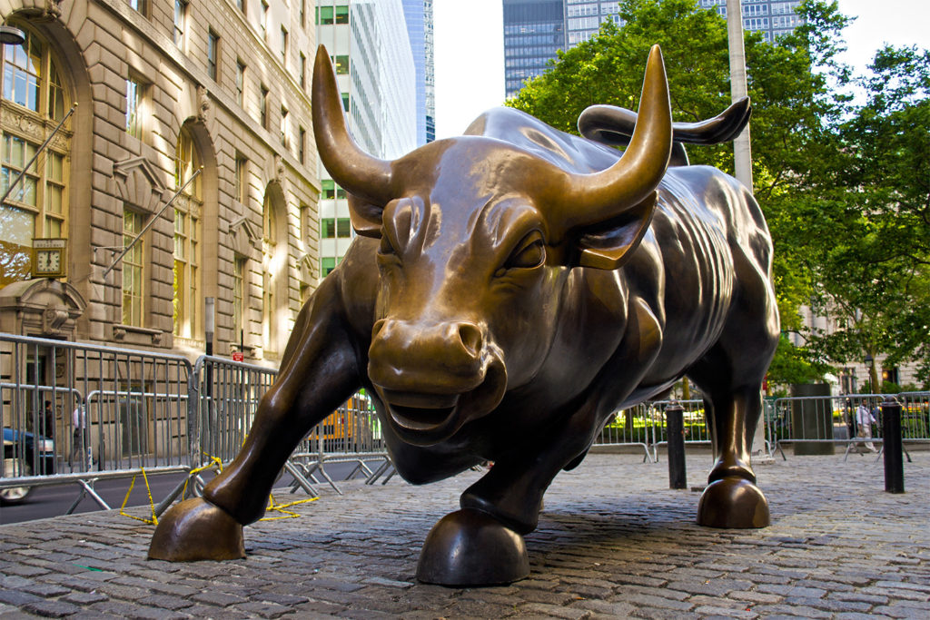 The Wall Street bull in New York City.