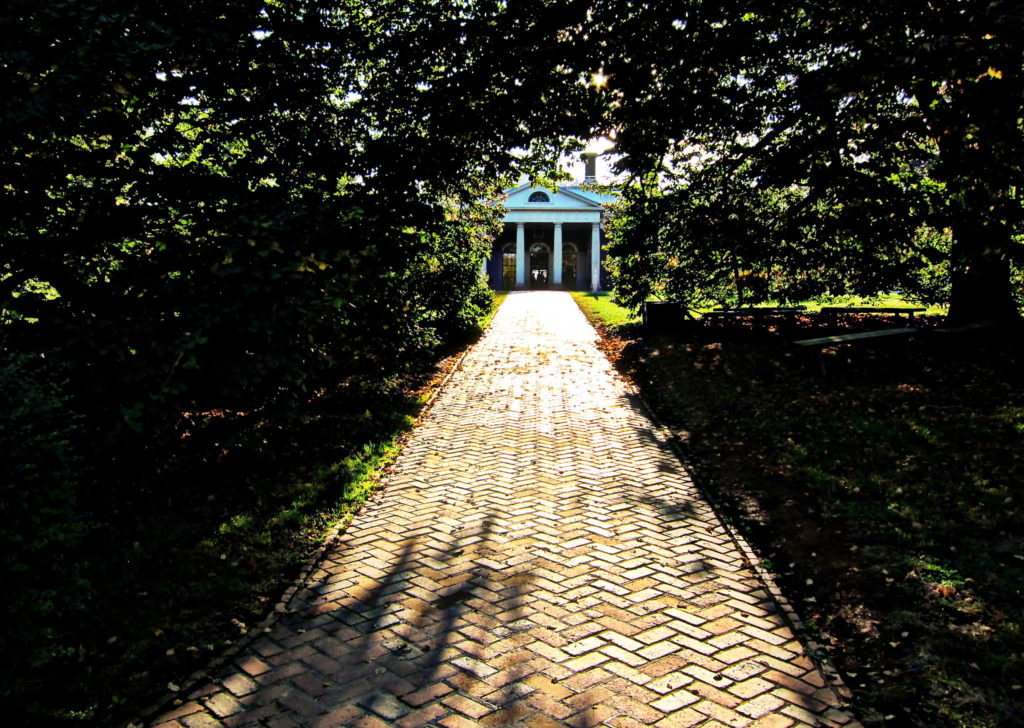 a brick path to Monticello