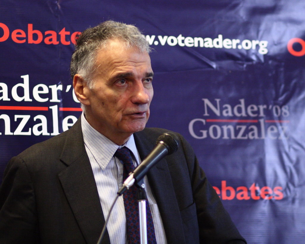 Consume rights advocate and former Green Party candidate Ralph Nader.