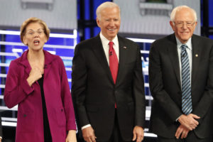 Elizabeth Warren, Joe Biden and Bernie Sanders.