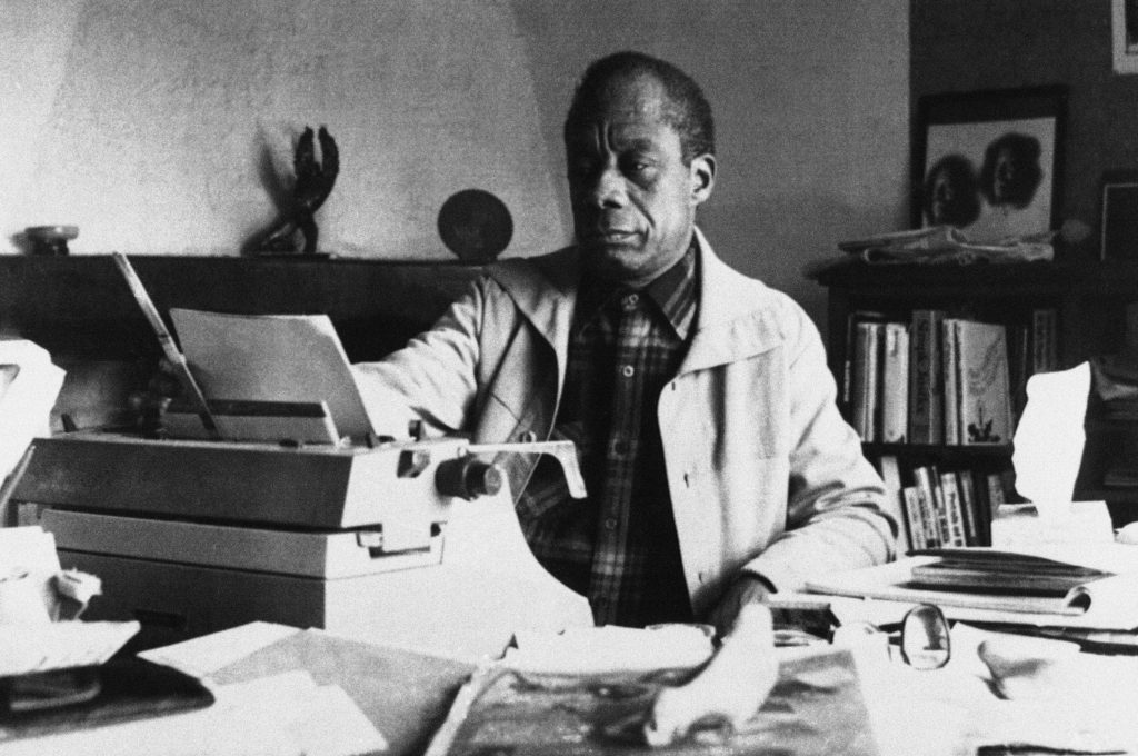 James Baldwin at his home in Saint Paul de Vence, France, in 1983.