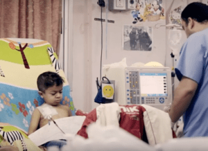 A child in a hospital in the Gaza strip