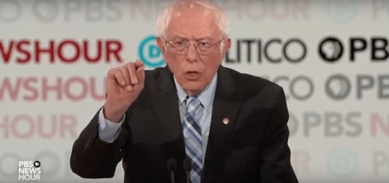 Bernie Sanders during the sixth democratic debate in the 2020 primary race.