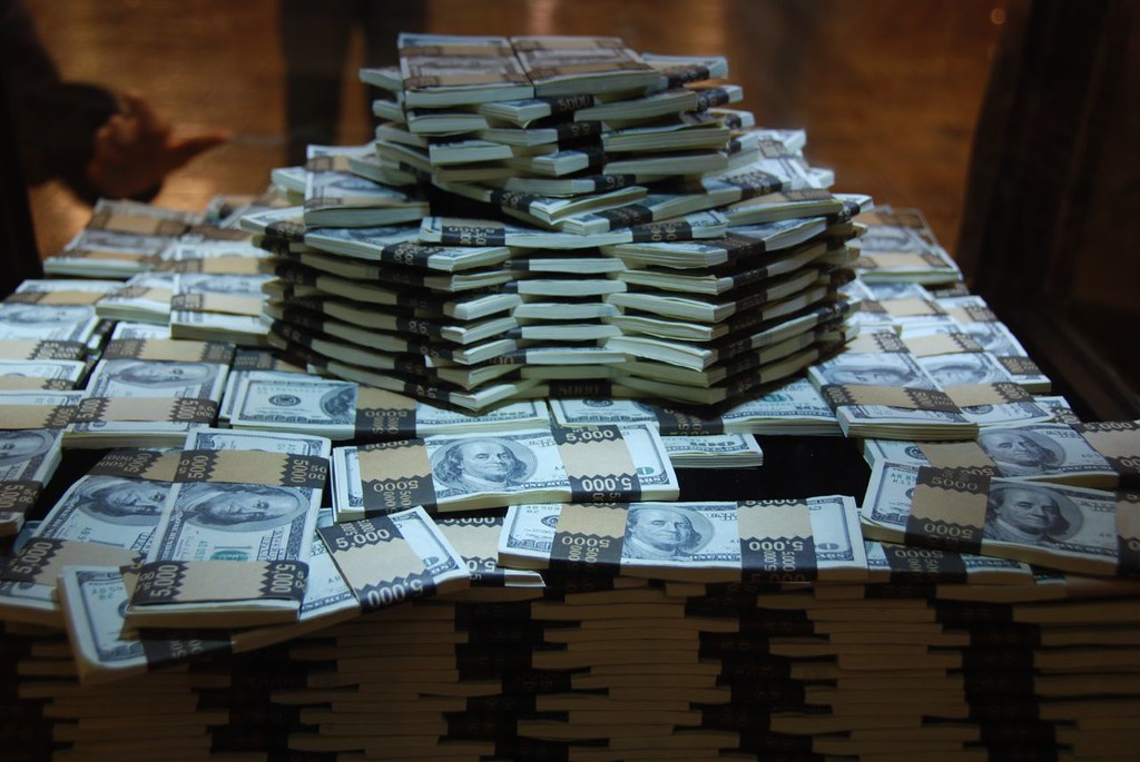 Piles of American money.