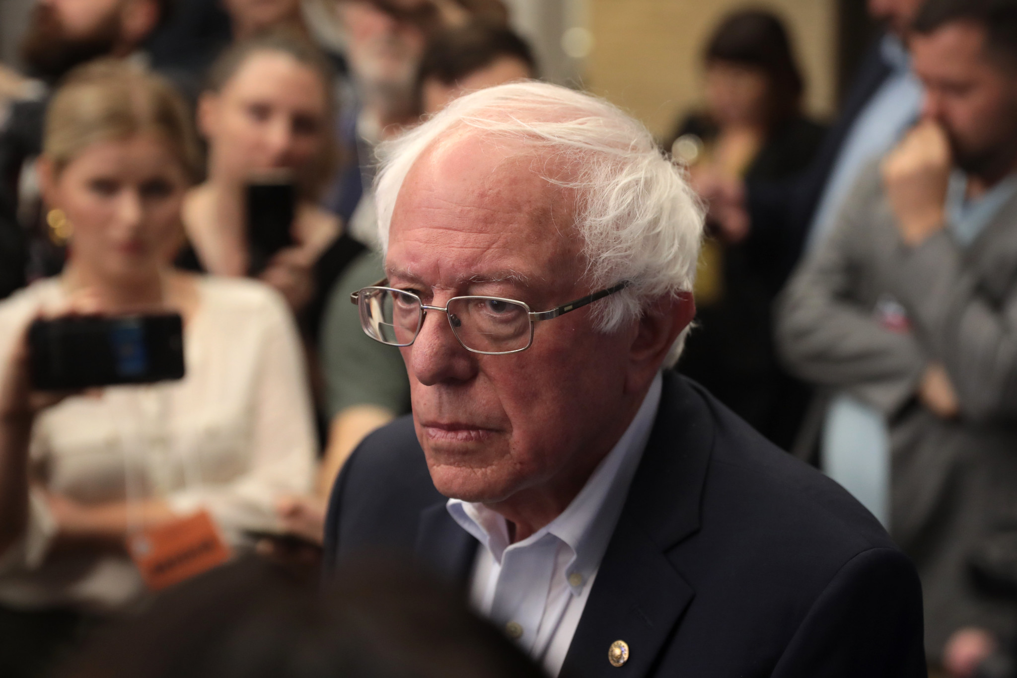 Sen. Bernie Sanders, I-Vt., appears at the Iowa Federation of Labor Convention in 2019.