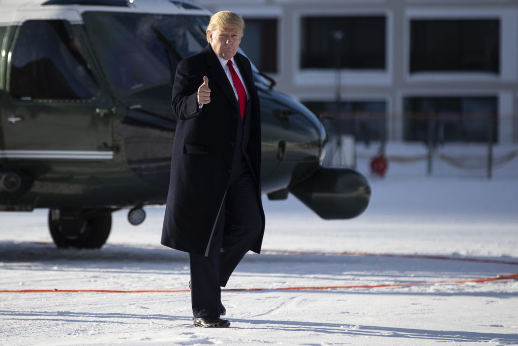 President Donald Trump arrives in Davos, Switzerland for the World Economic Forum.