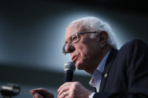Sen. Bernie Sanders, I-Vt., speaks at a campaign rally in Sioux City, IA, Sunday.
