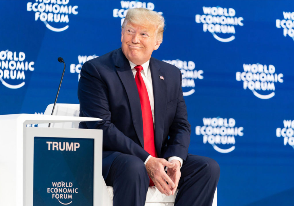 Photo of President Donald Trump at the World Economic Forum at Davos, Switzerland in Jan. 2020