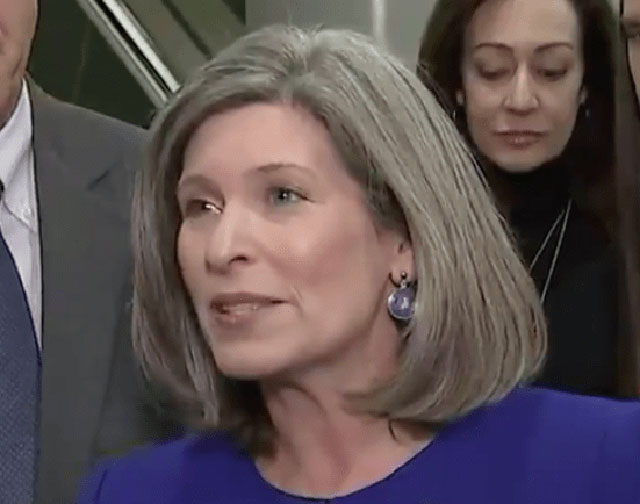 Sen. Joni Ernst, (R-IA) addresses reporters on Capitol Hill Monday.