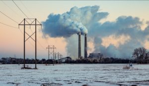 Image of a power plant with smog