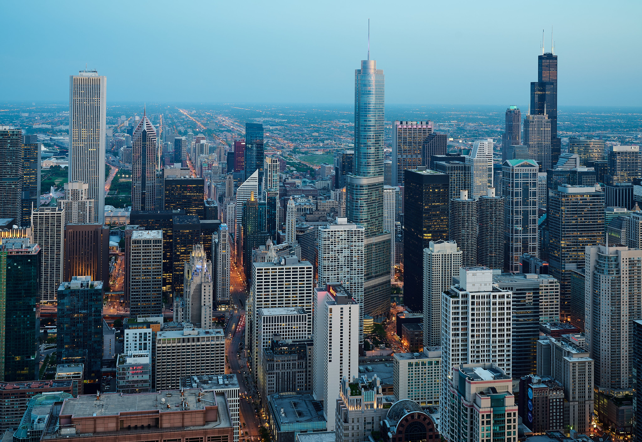 An aerial view of Chicago, Ill.