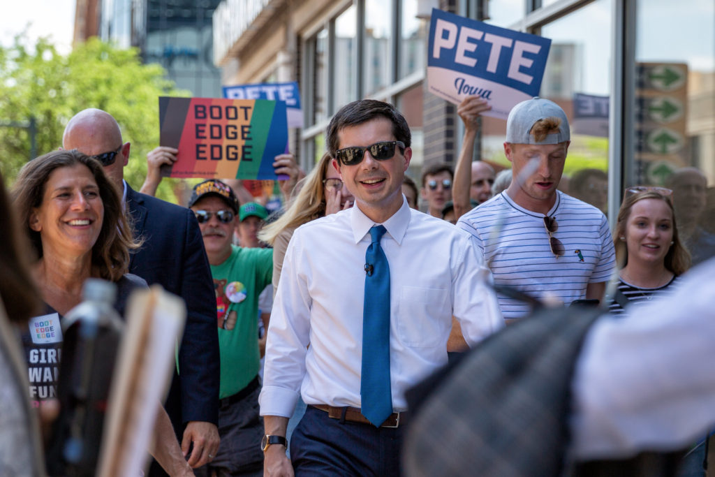 Pete Buttigieg appears in Des Moine, IA., last June.