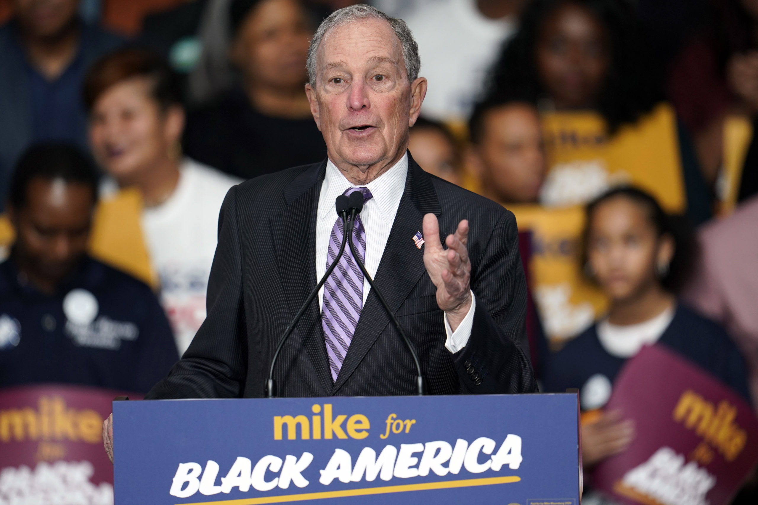 Former New York City Mayor Michael Bloomberg speaks at the Buffalo Soldiers National Museum in Houston, Tx.