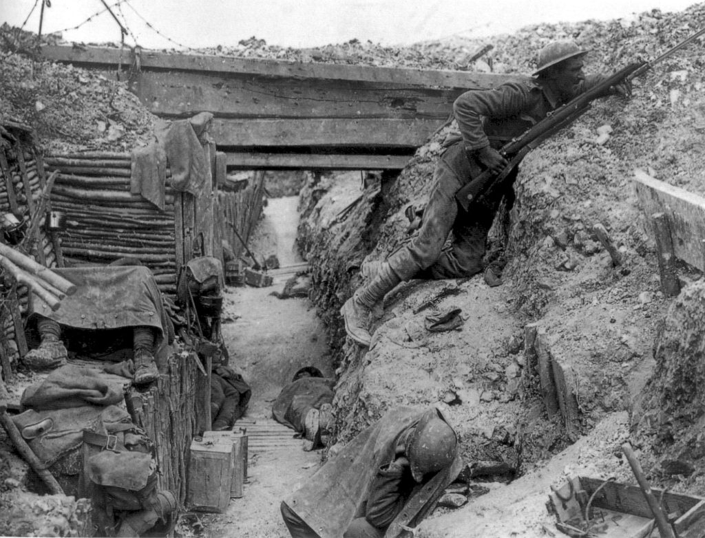 Trench warfare during World War I.