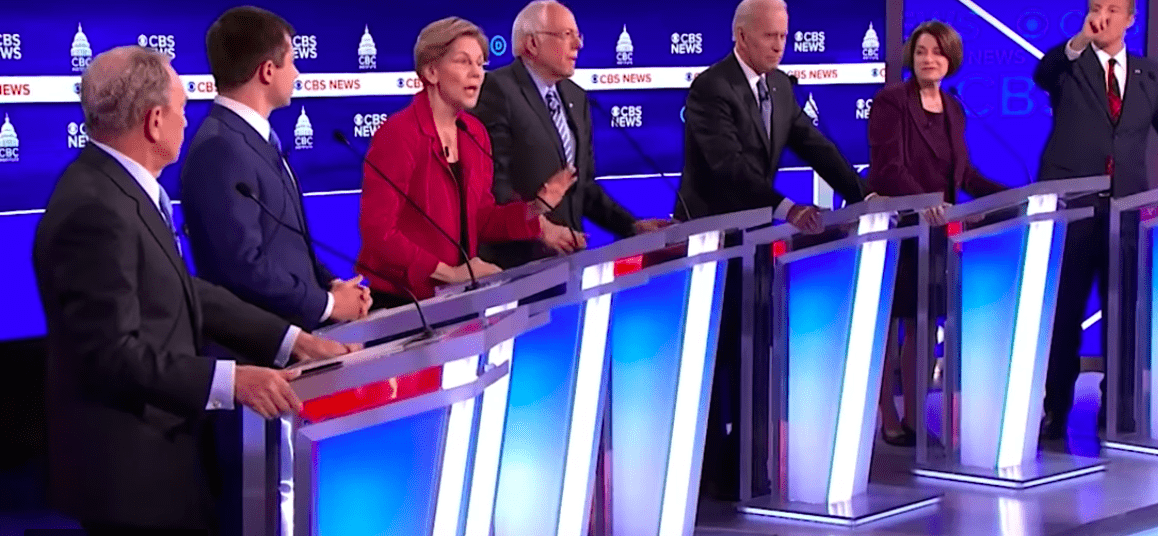 Democrats on the stage at the South Carolina primary debate.