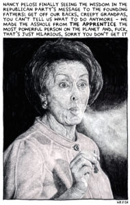 A cartoon of Nancy Pelosi smoking.