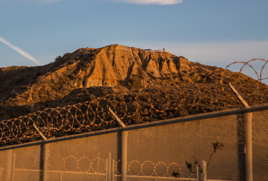 The wall at the border between the U.S. and Mexico.