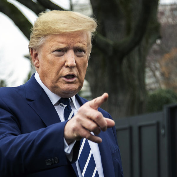 President Donald Trump addresses the media at the White House Tuesday.
