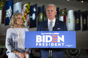 Former Vice President Joe Biden addresses the press at the National Constitution Center Tuesday in Philadelphia, PA.